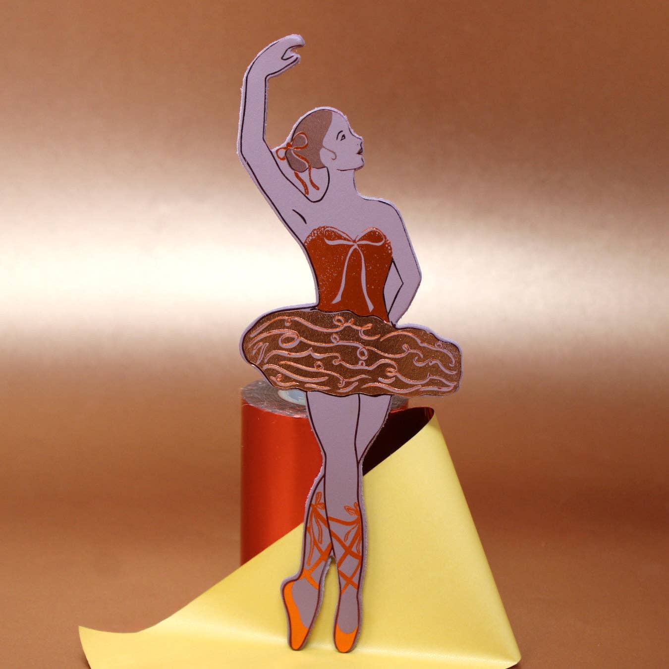 Ark Colour Design Ballerina foiled leather bookmark with peach highlights