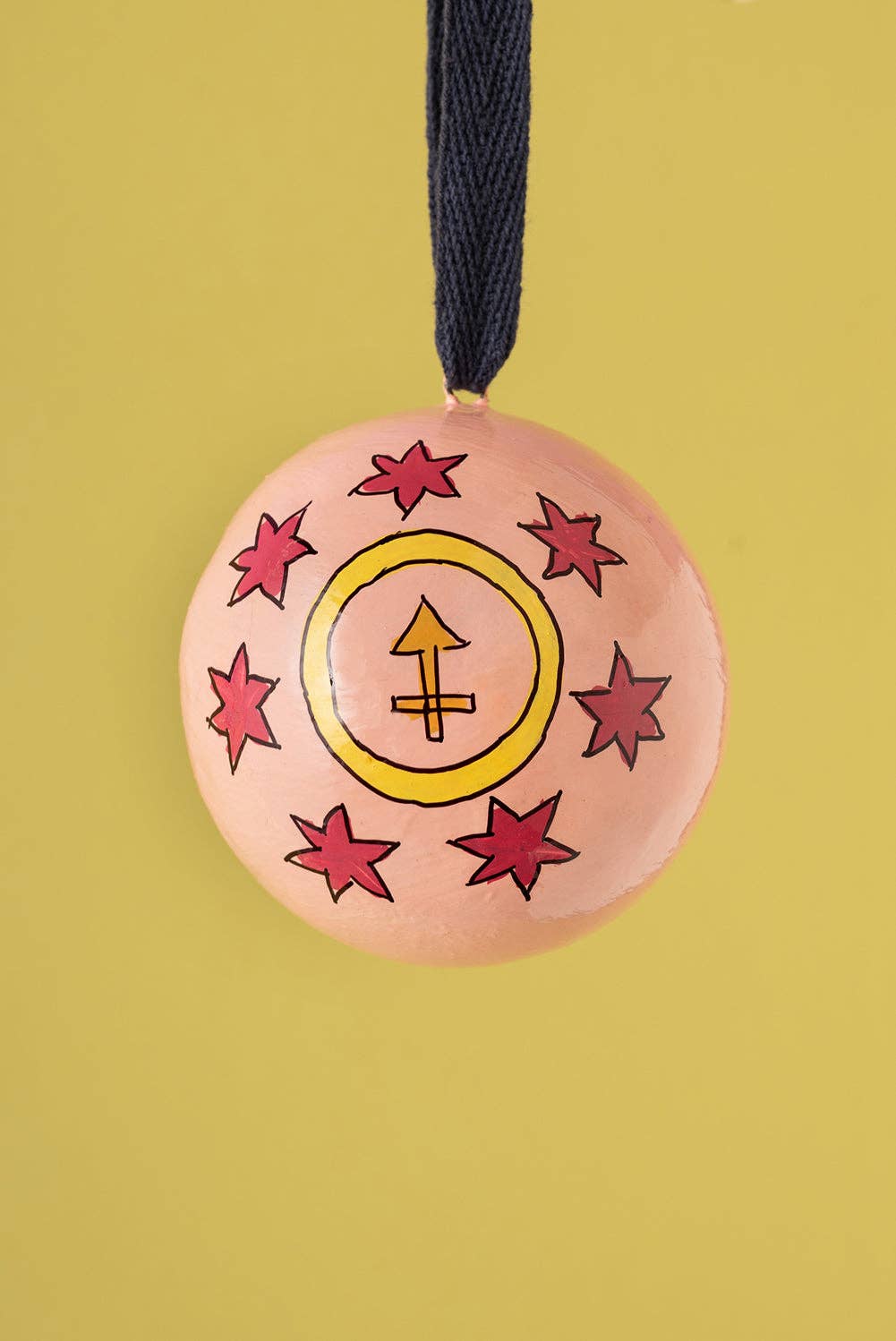 Sagittarius zodiac papier mache bauble, further view