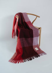 Recycled Wool Blanket | Burgundy Waffle Block Check