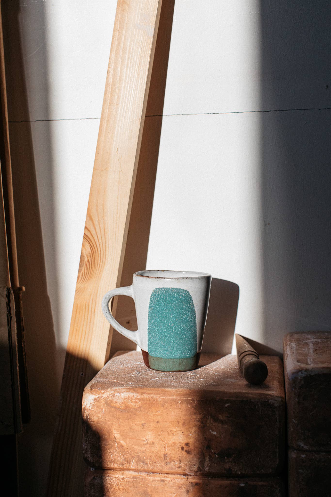 Handmade Contemporary Terracotta Cup Coloured Glaze Splash