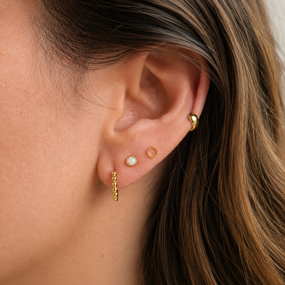 Micro Circle Studs by Little Nell, further view