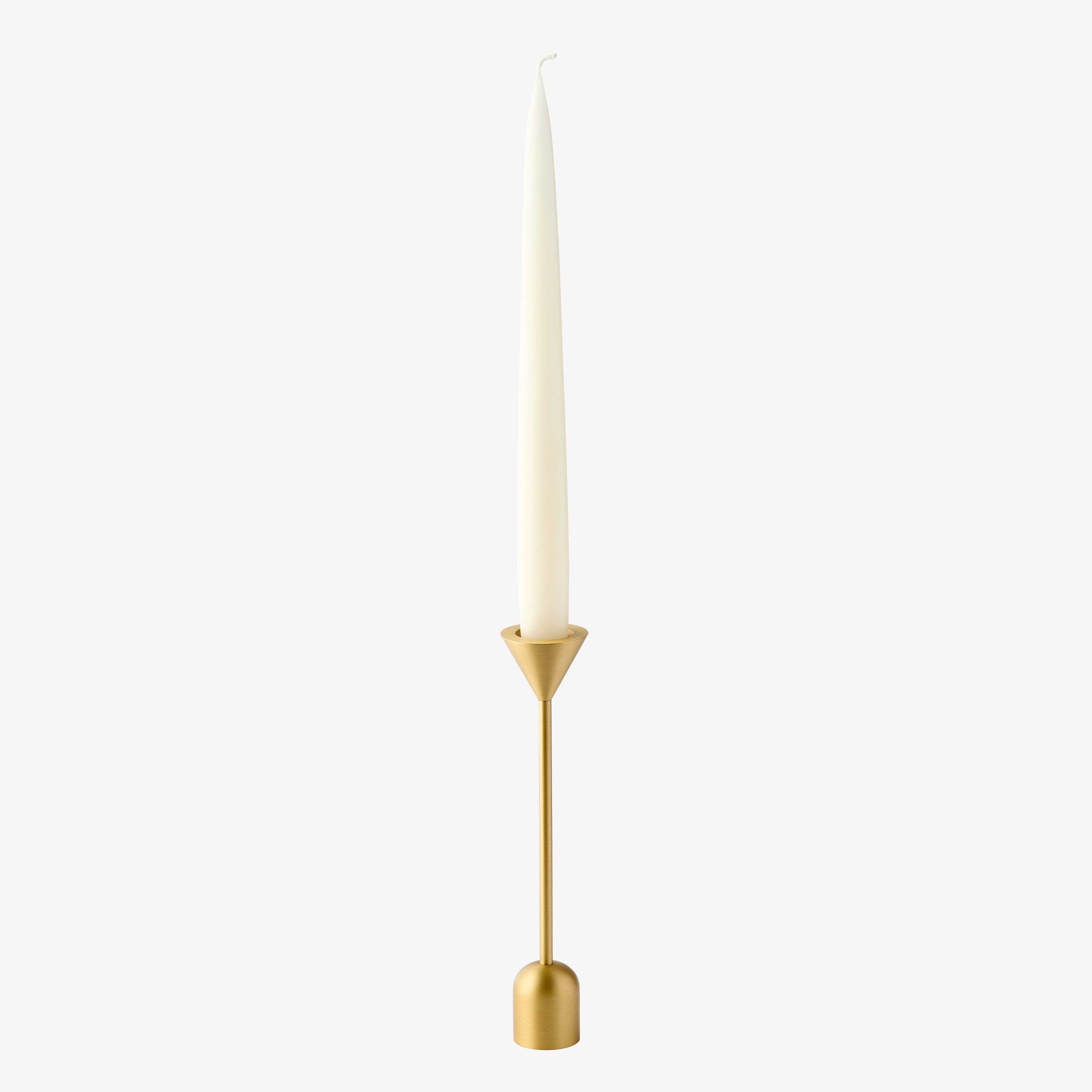 Reversible Totem Dinner Candle Holder | Small Satin Brass