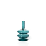 Ocean teal coloured glass taper holder by MÆGEN