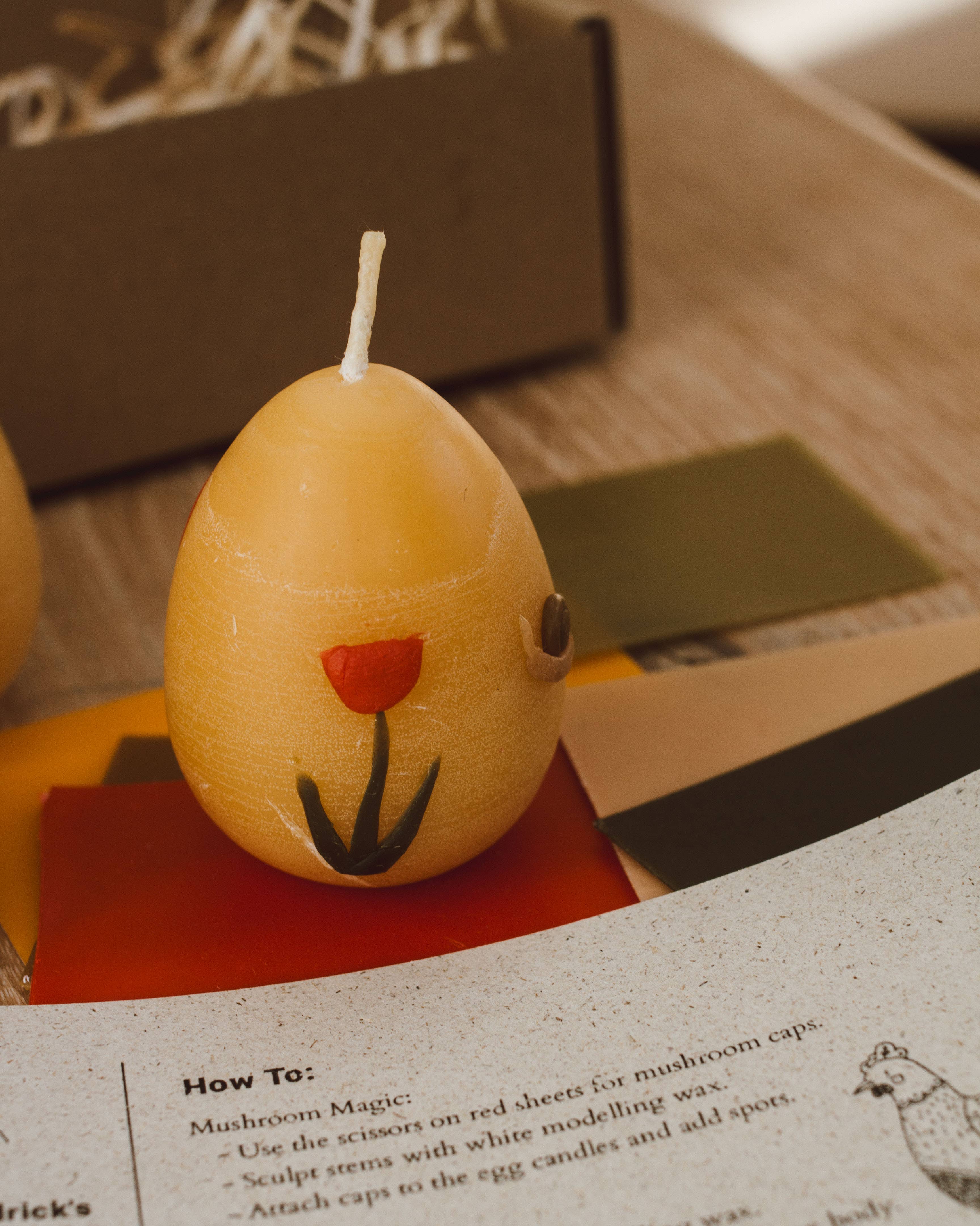 Beeswax Egg Candle Decorating Kit - Set of 3