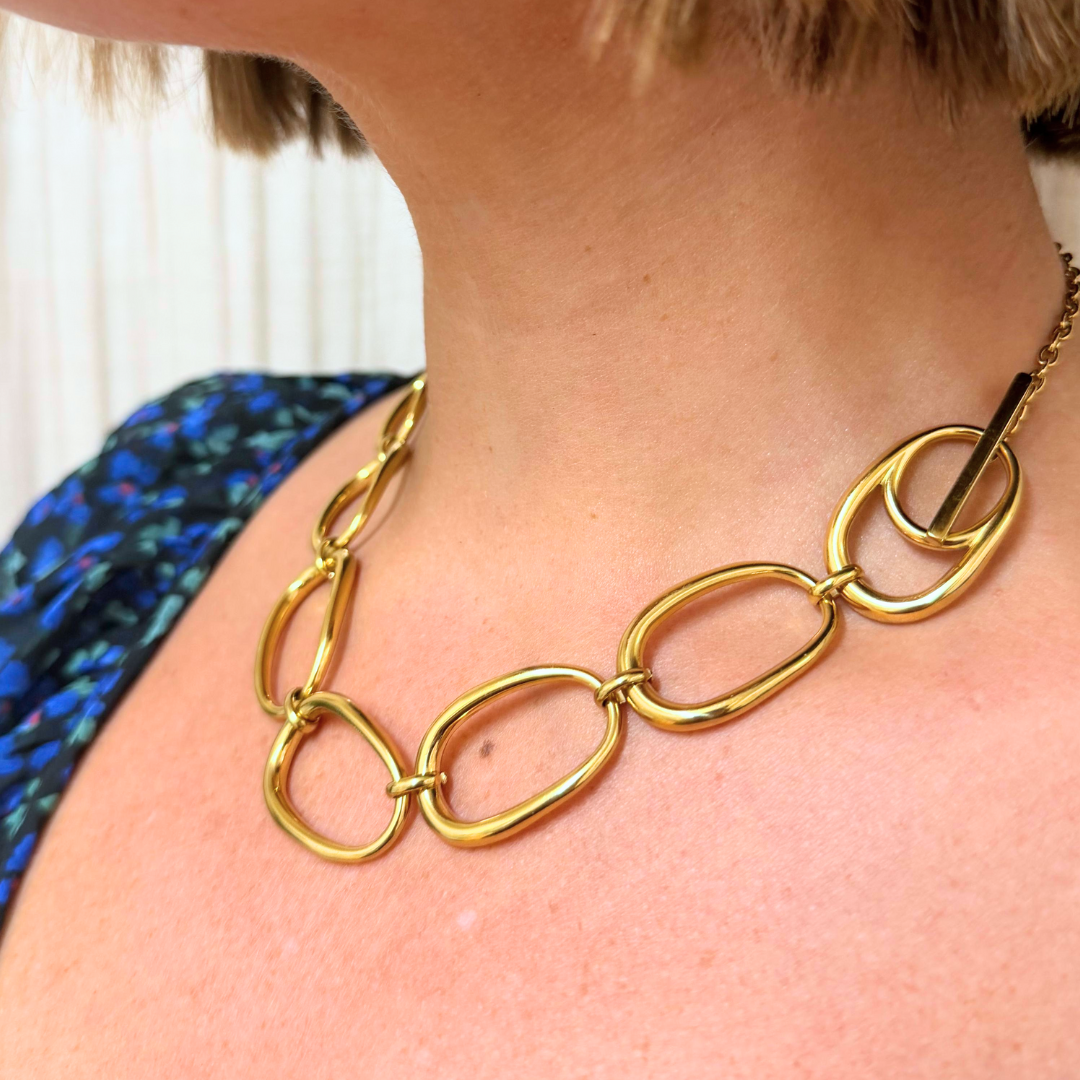 Everyday Gold Statement Pebble Necklace by Little Nell, further view