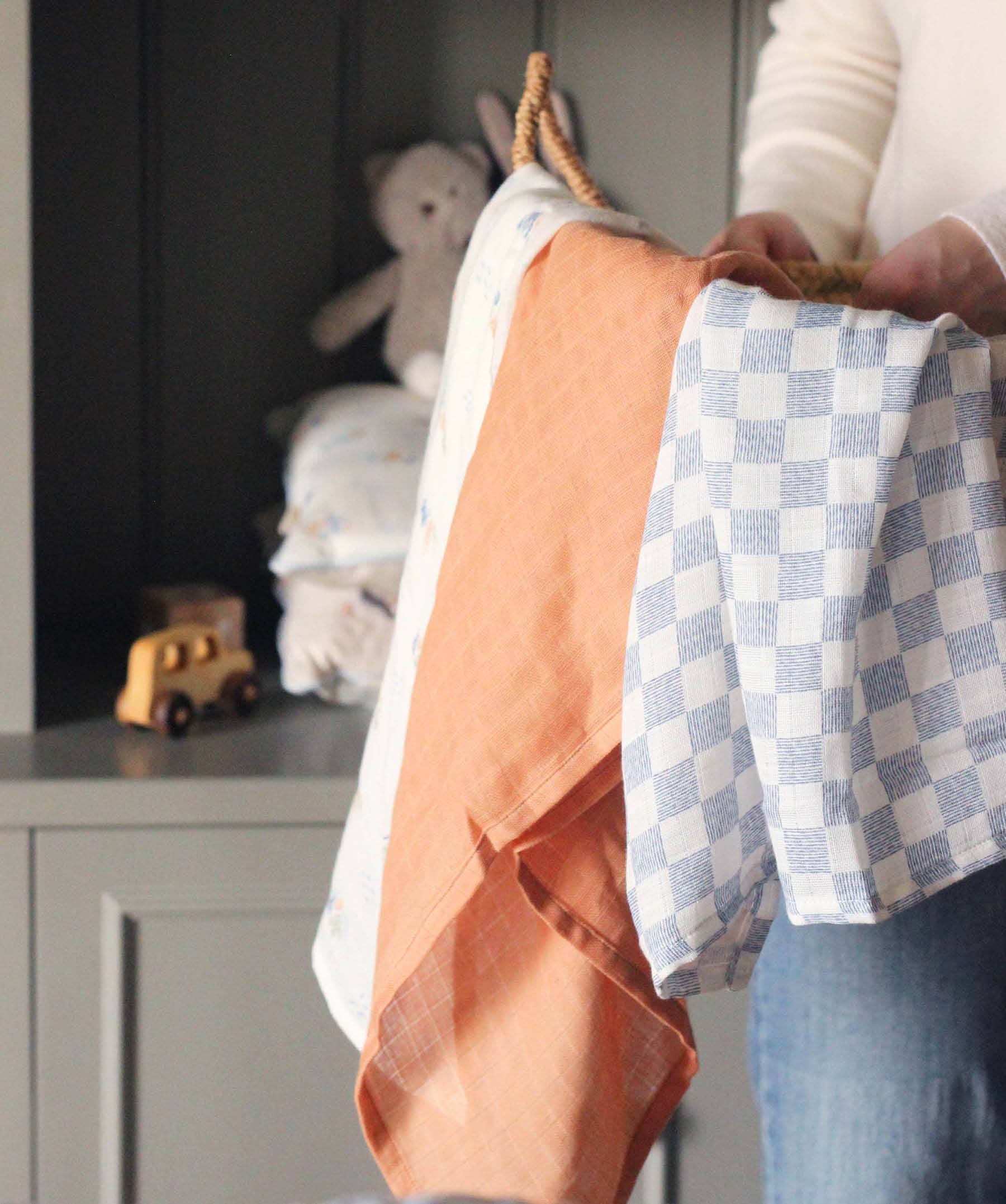 Organic Baby Muslins, set of 3 in Coastline, further view