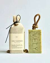 Natural Handmade Soap On A Rope "Early Morning"