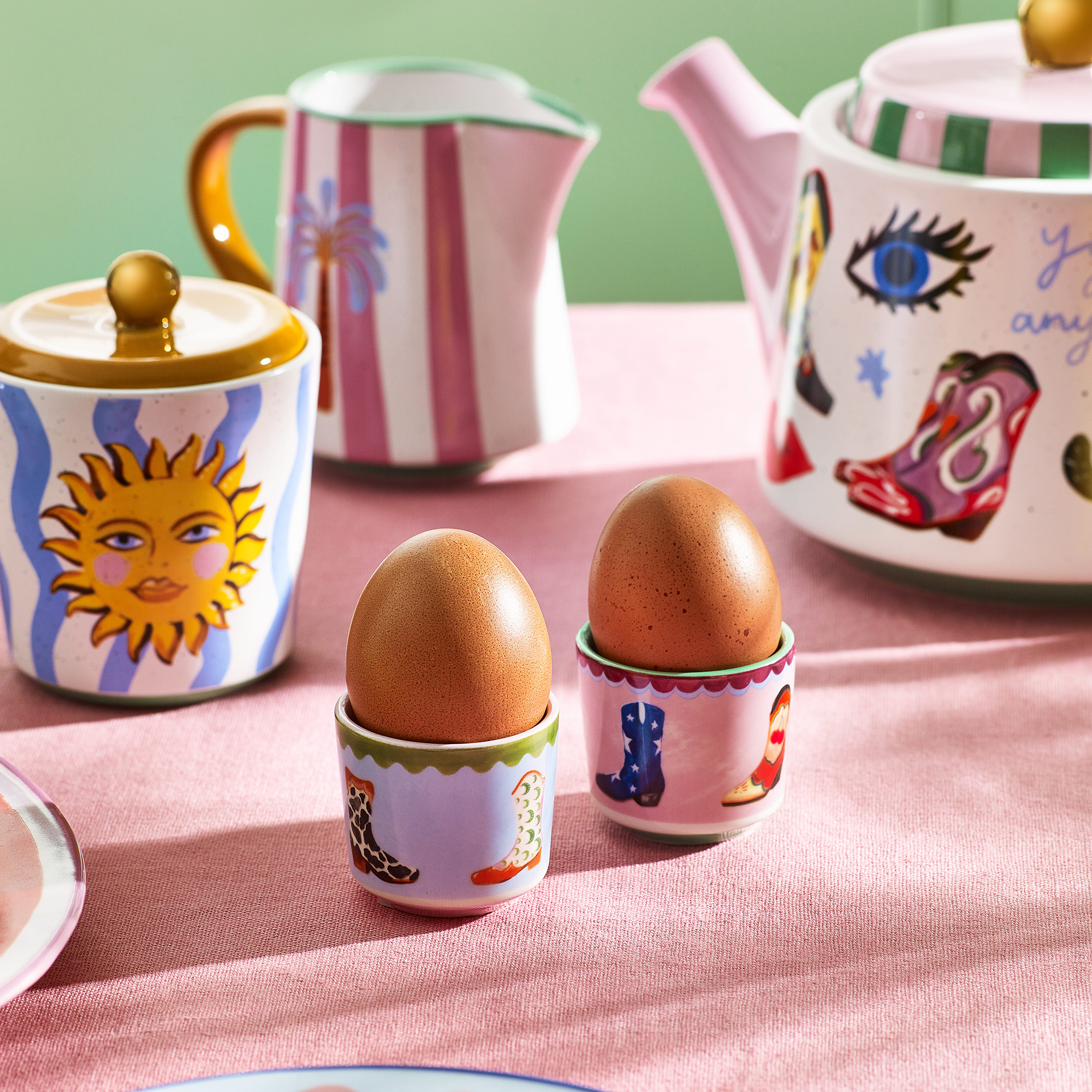 Electric Coast set of two egg cups by Eleanor Bowmer