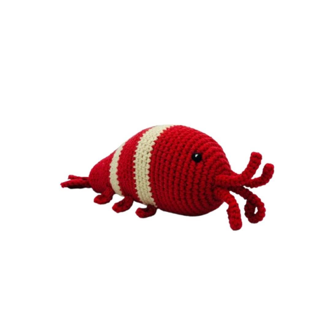 Fair Trade Crochet Shrimp Baby Rattle Organic Cotton