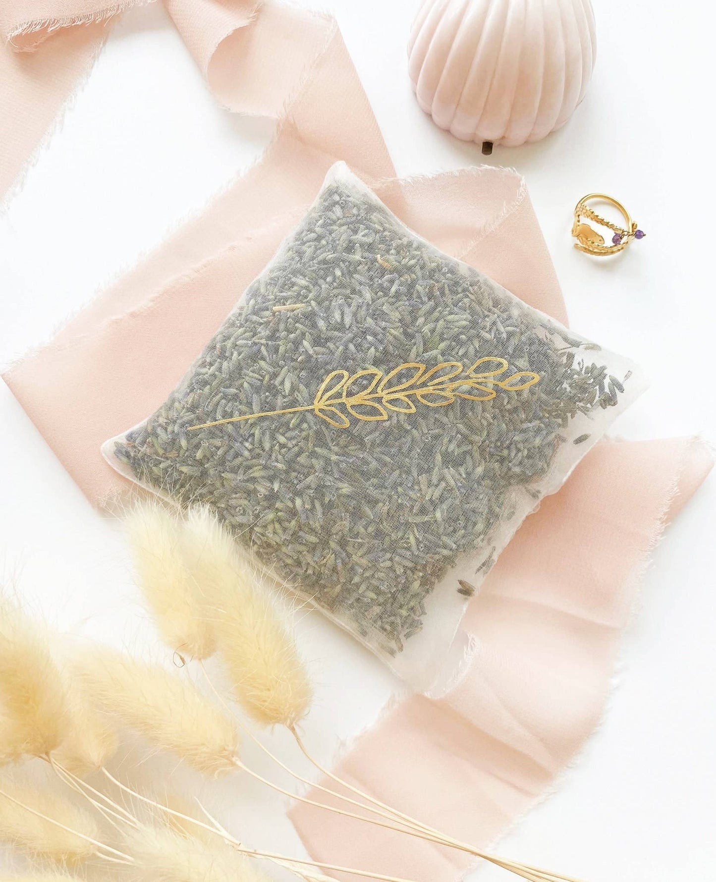 Lavender Motif Silk Lavender Bag