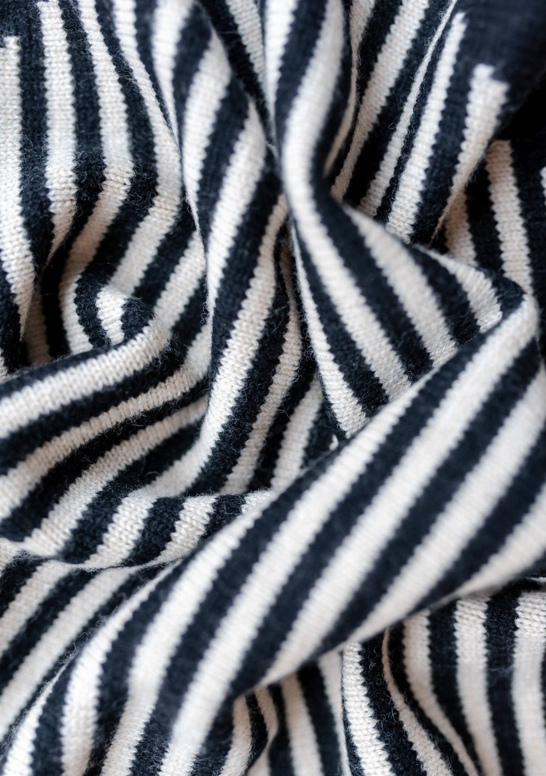 Merino Triangle Scarf | Black Stripe