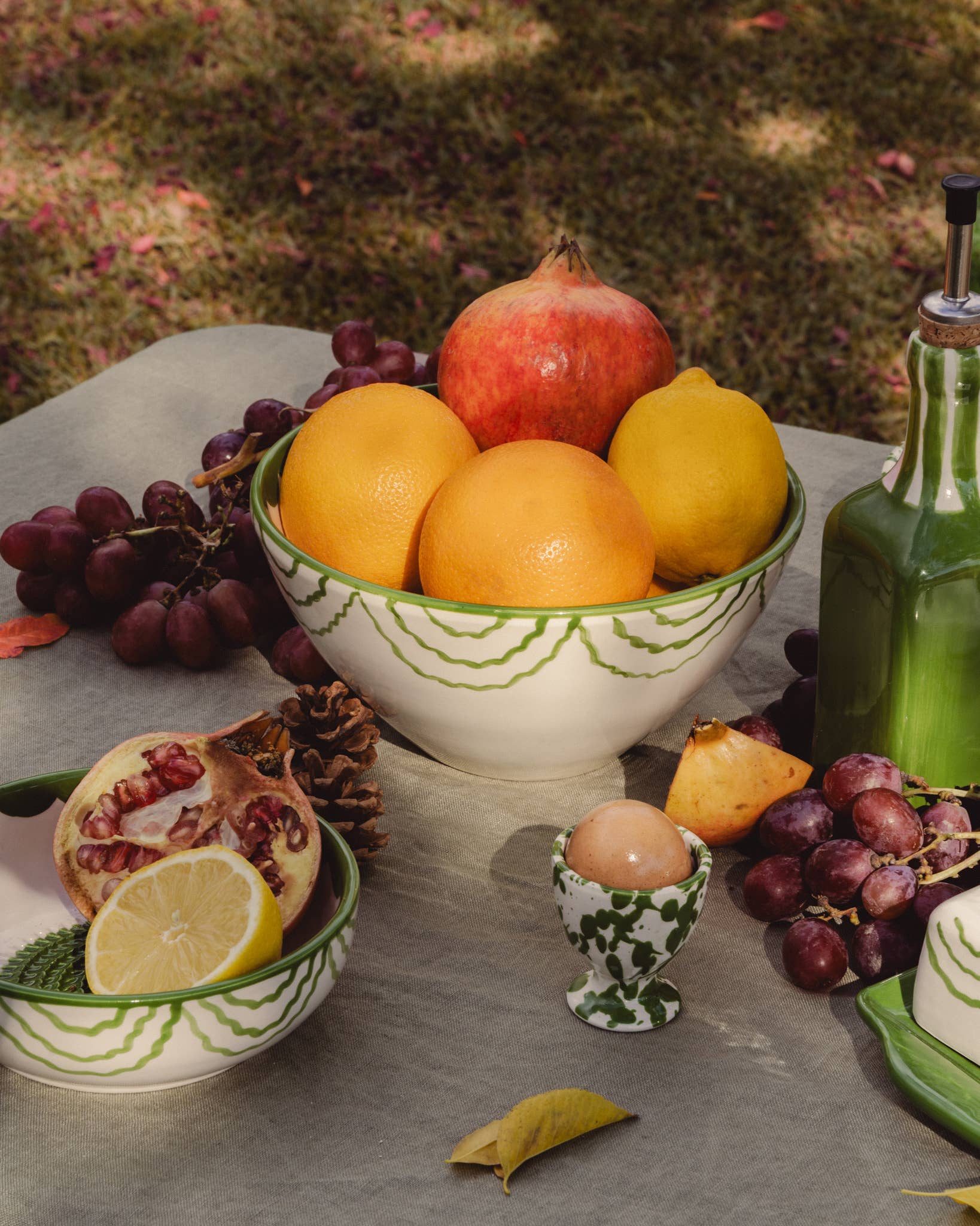 Artisanal Ceramic Serving Bowl | Green & White