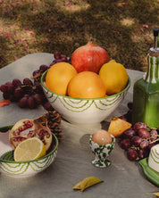 Artisanal Ceramic Serving Bowl | Green & White