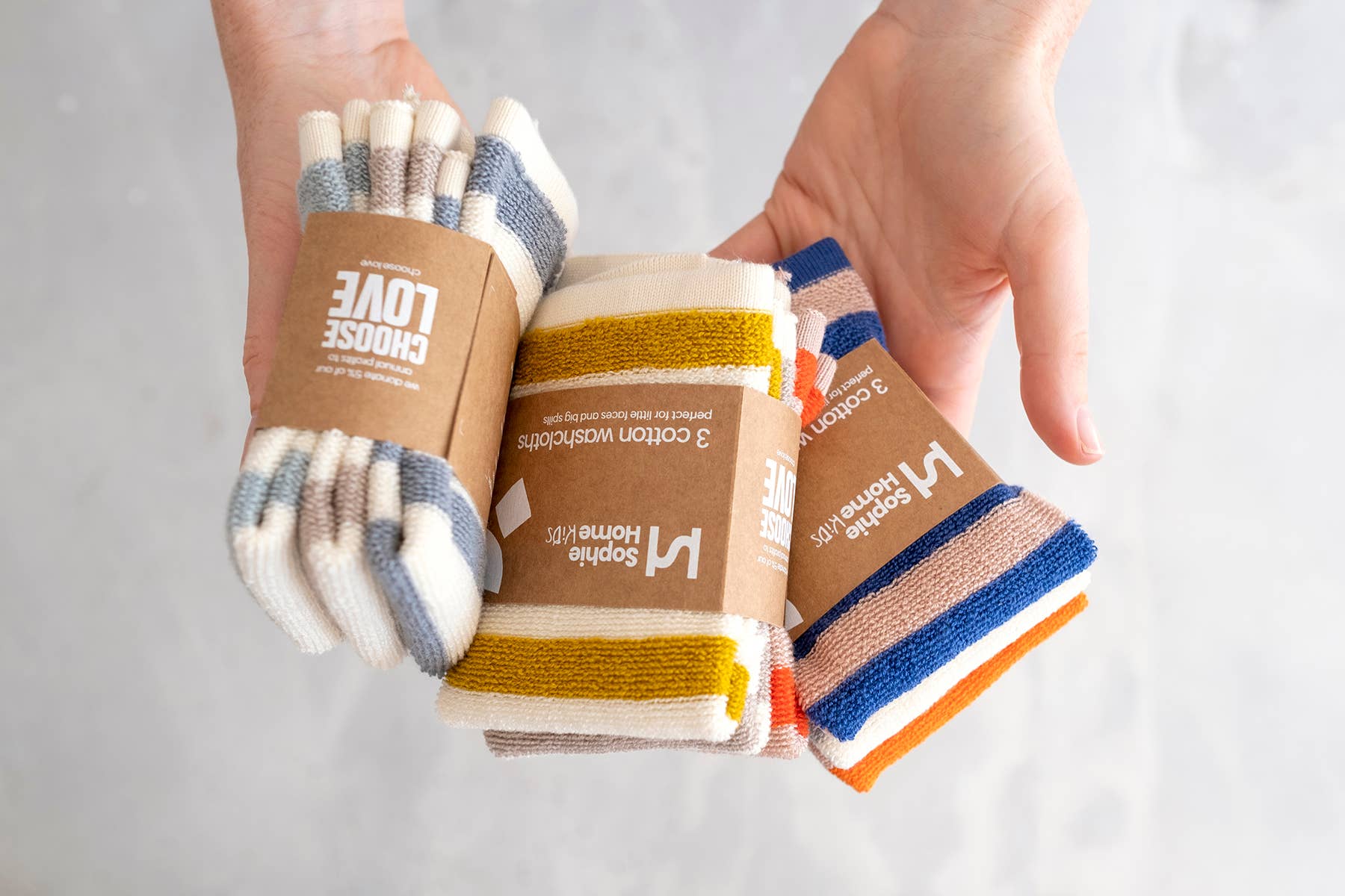 Resusable & Eco-Friendly Terry Washcloths - Striped Aqua