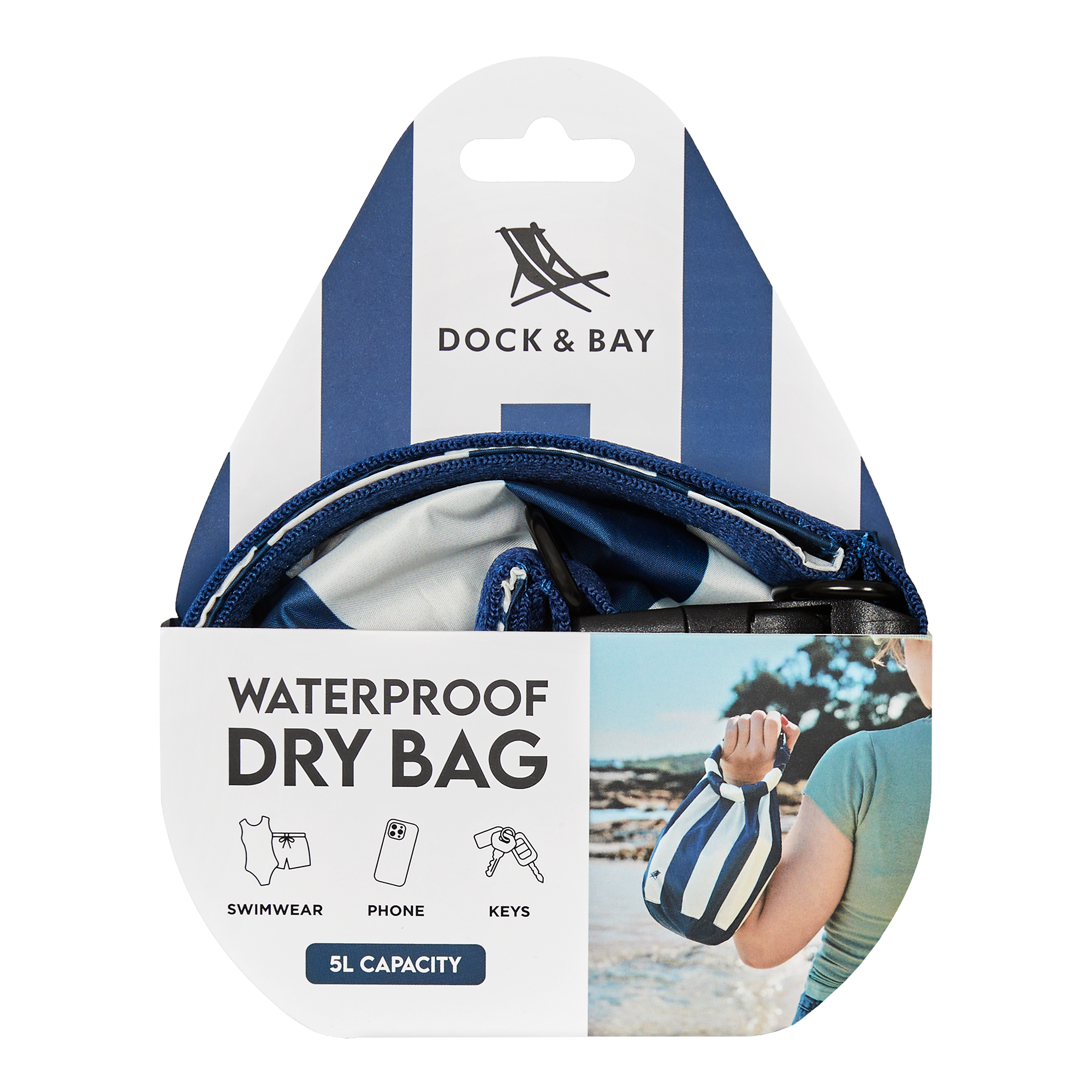 Small Waterproof Dry Bag, 5L capacity - Whitsunday Blue