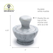 Marble Mortar & Pestle | White 4" x 4" x 4.25"