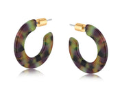 Handmade Resin Hoop Earrings | Blue
