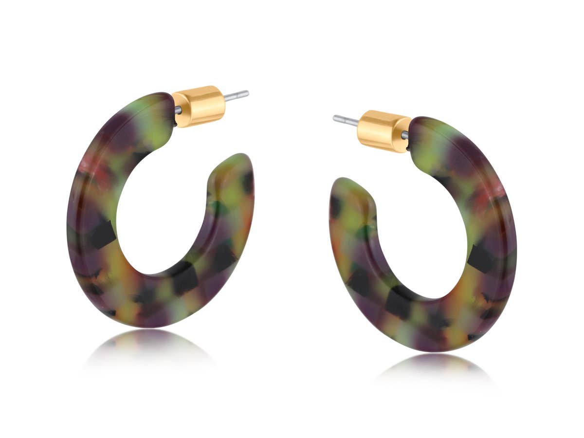 Handmade Resin Hoop Earrings | Blue