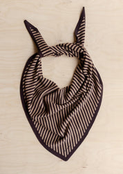 Large Merino Wool Triangle Scarf | Camel & Brown Stripe