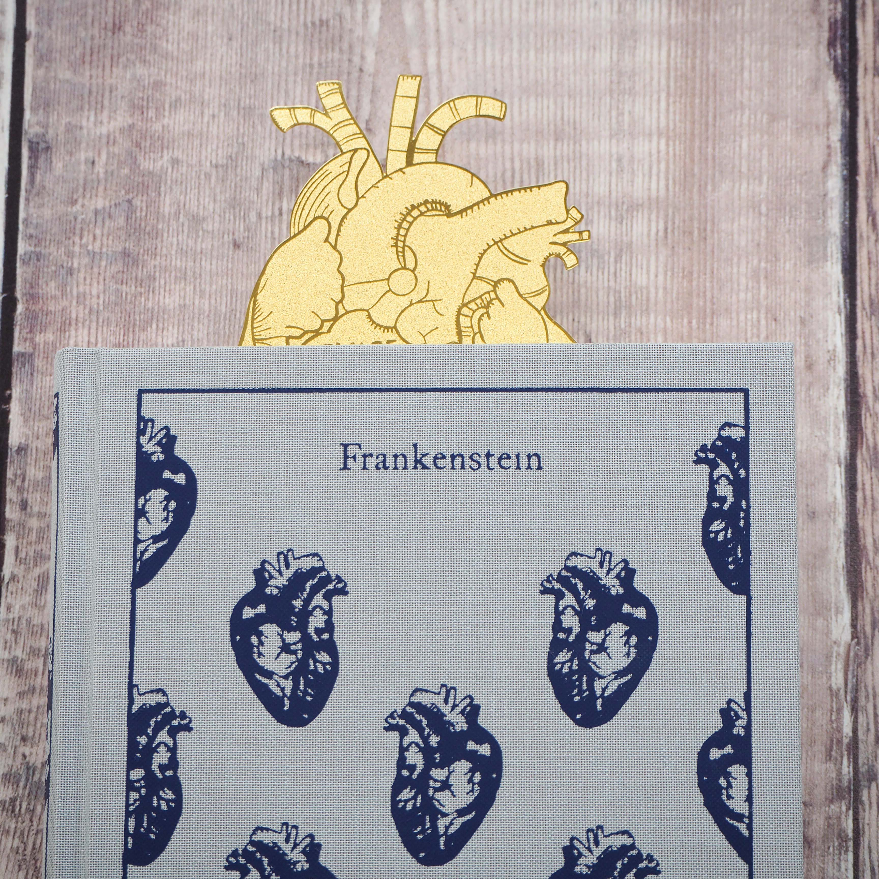 Frankenstein Anatomical Heart Brass Bookmark Mary Shelley