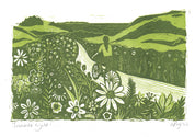 Summer Cycle A4 riso print shown mount backed and wrapped