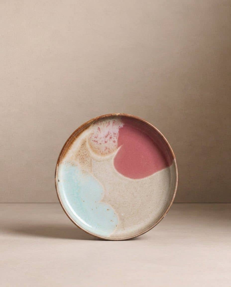Melting Ice Cream stoneware bread plate, further view