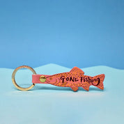 Gone Fishing Leather Key Fob