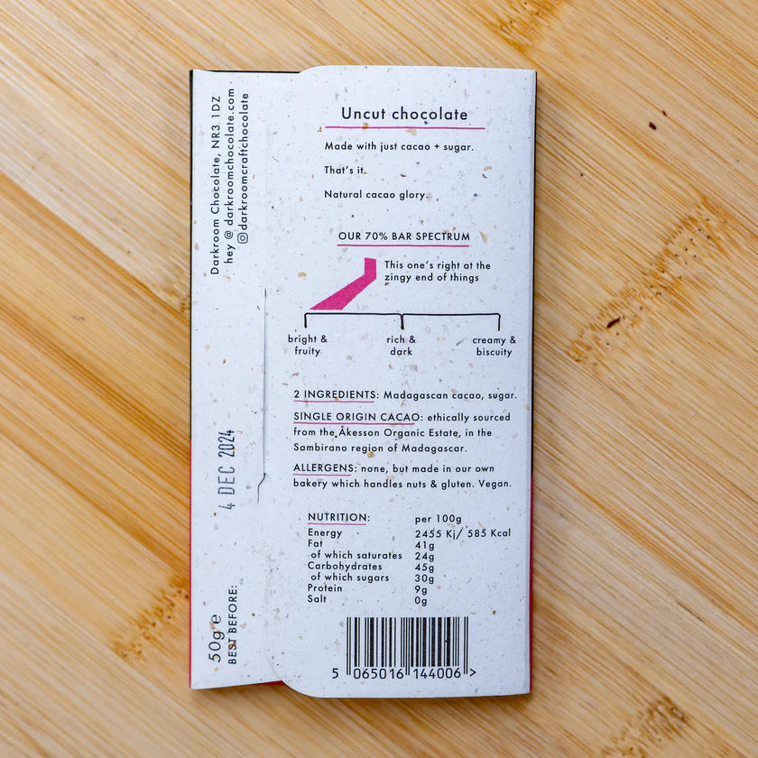 Bean To Bar Dark Chocolate 70% Madagascar