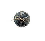 Cornflower blue and natural round jute coasters, tied set of four, by British Colour Standard
