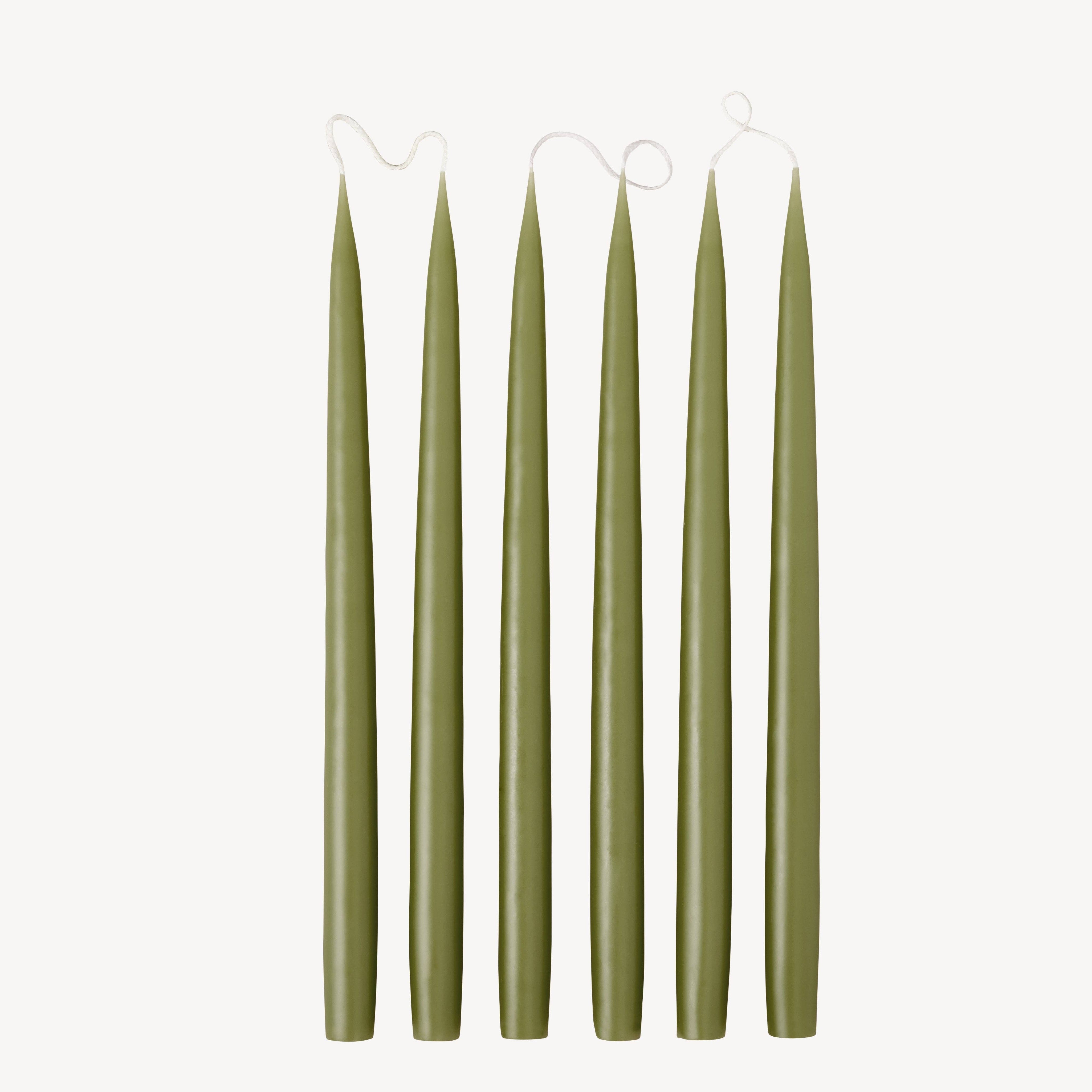 Candle Flair Taper Dinner Candles | Olive Green, 35cm, Pair
