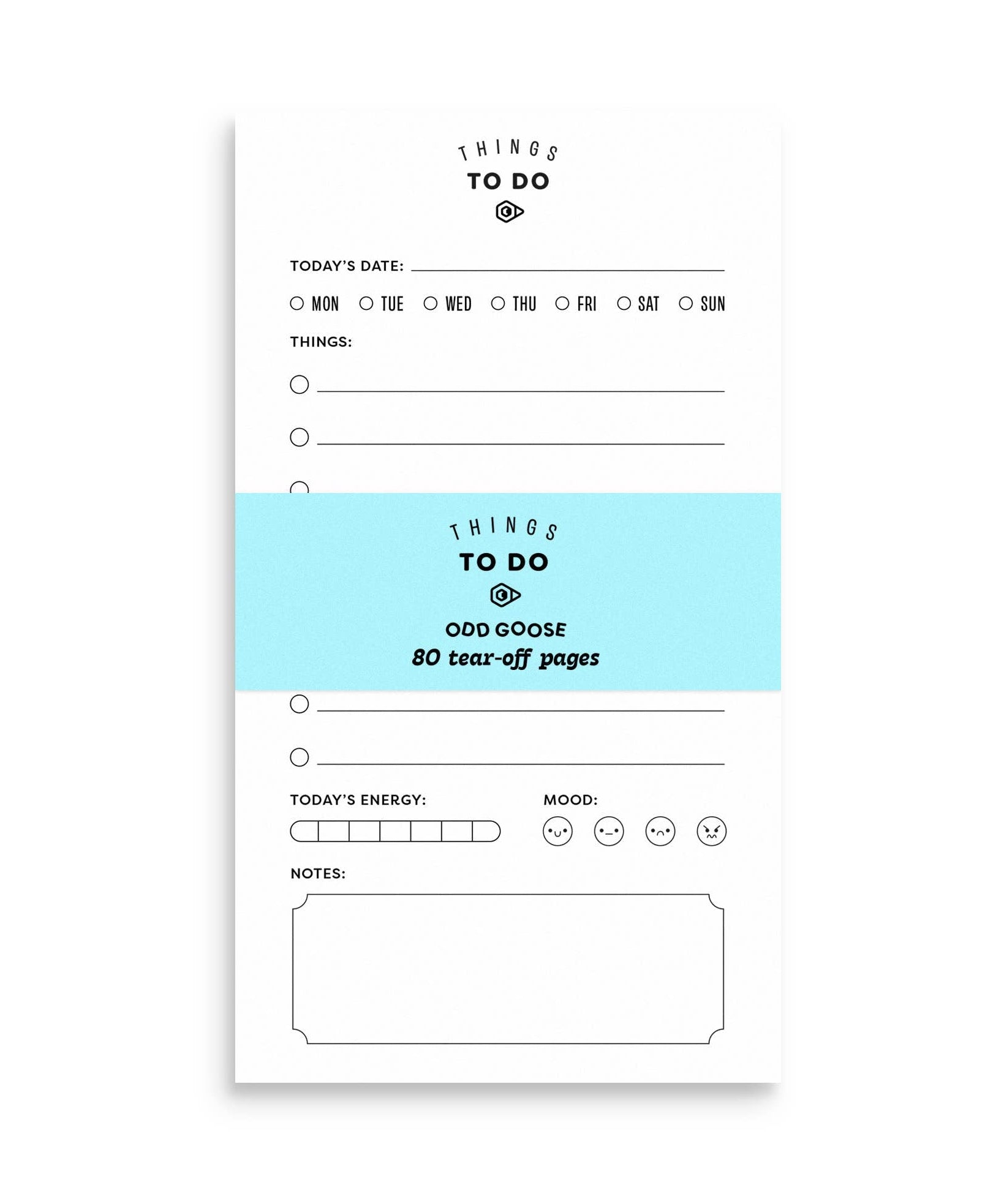 To-do list pad with tear-off pages on a white background