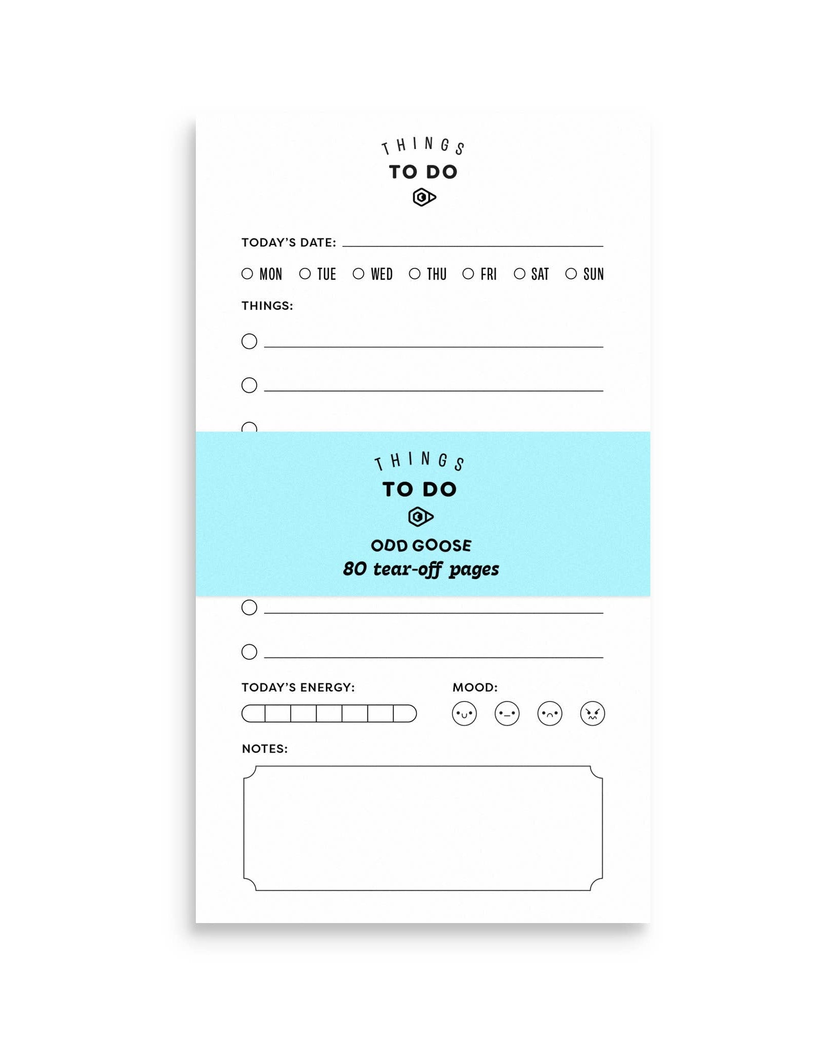 To-do list pad with tear-off pages on a white background