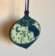 Illustrated Lady Wooden Decoration