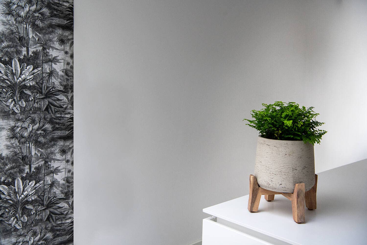 Planter Round Patt XL (Feet Low) Grey Washed Ø28cm x H29cm