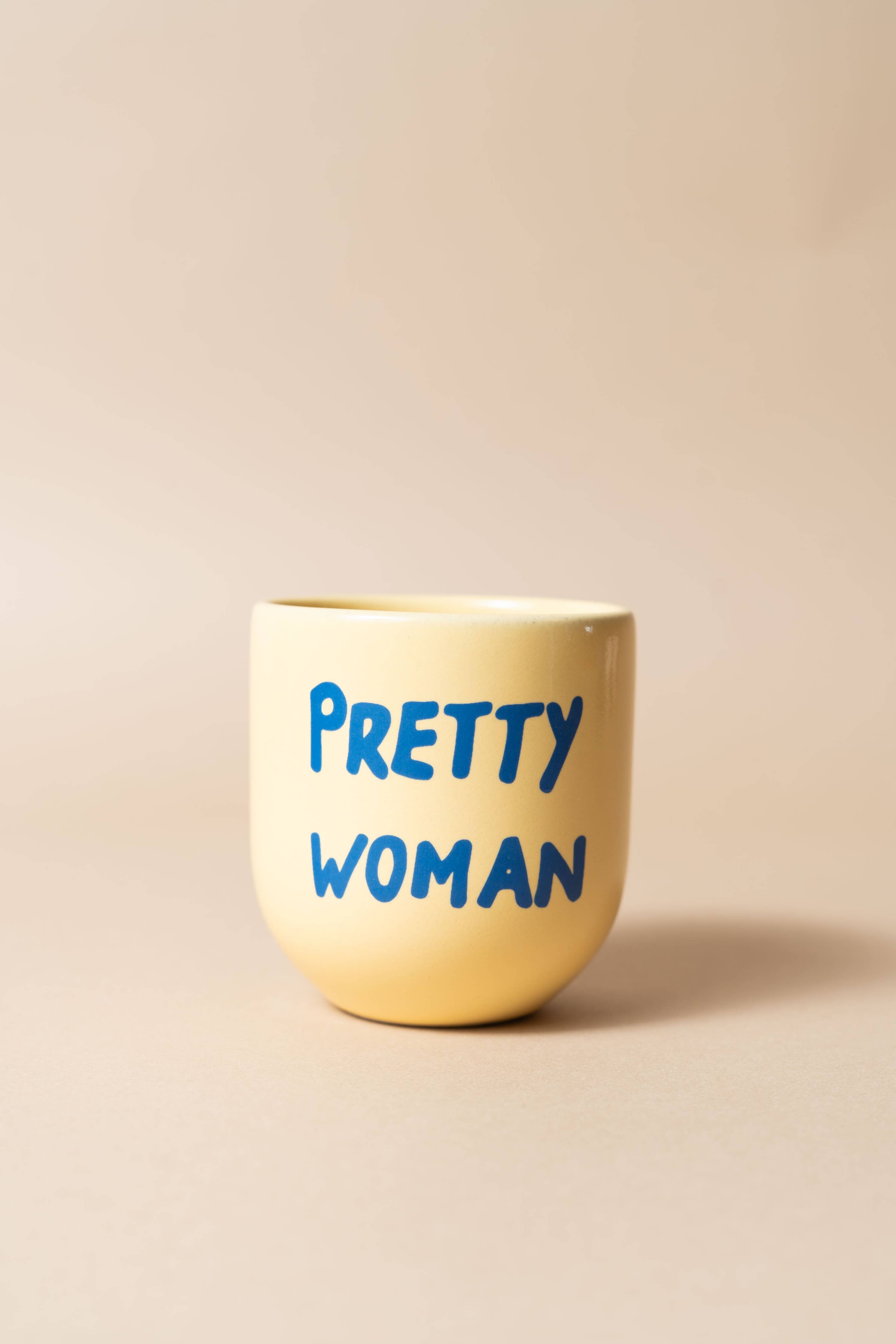 Sisi Pretty Woman mug, handmade ceramic mug with hand placed lettering
