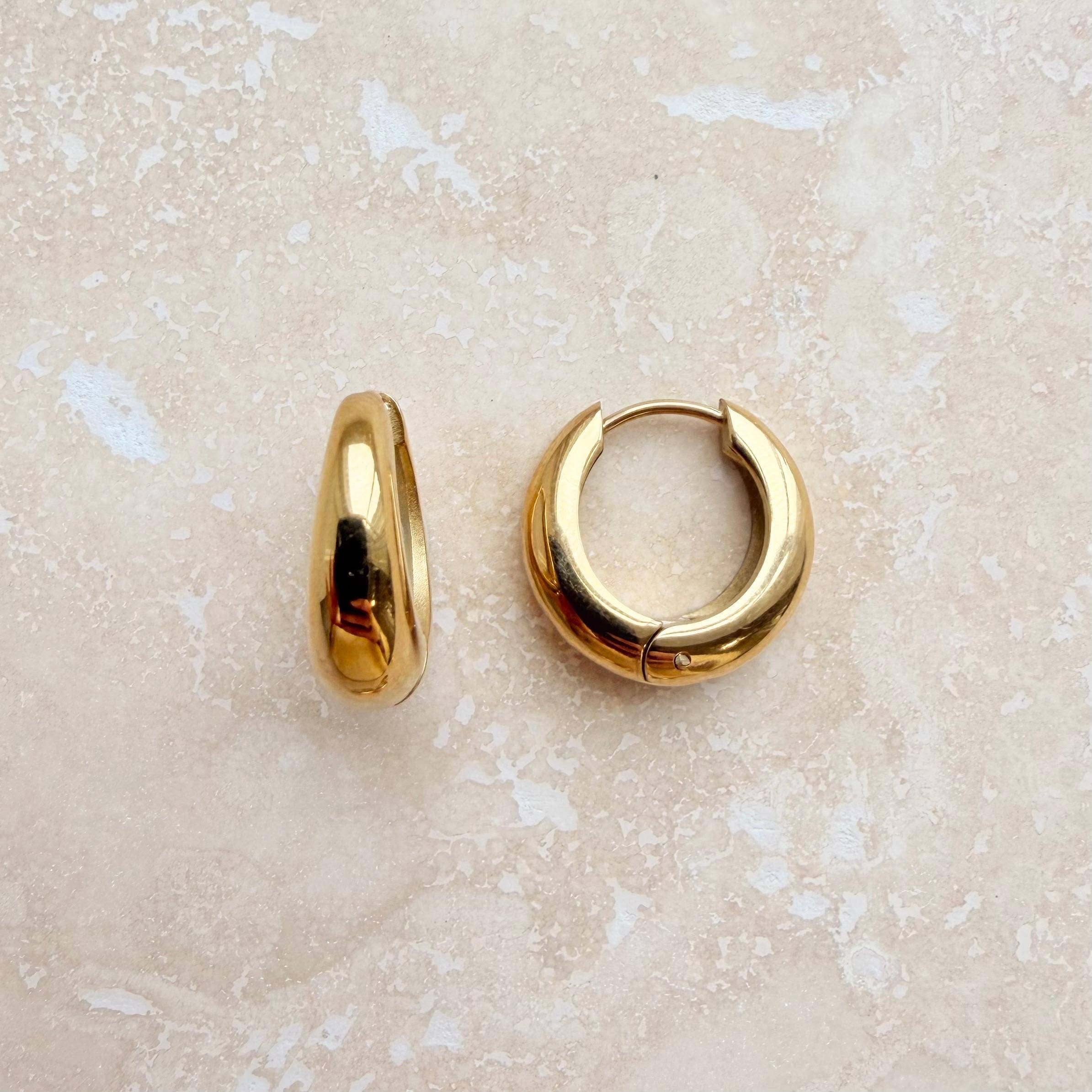 Everyday Gold Chunky Hoops by Little Nell, further view