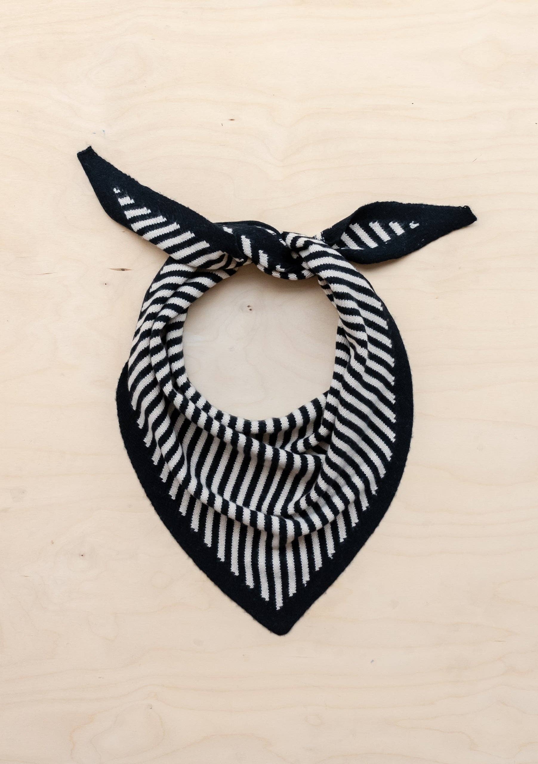 Merino Triangle Scarf | Black Stripe