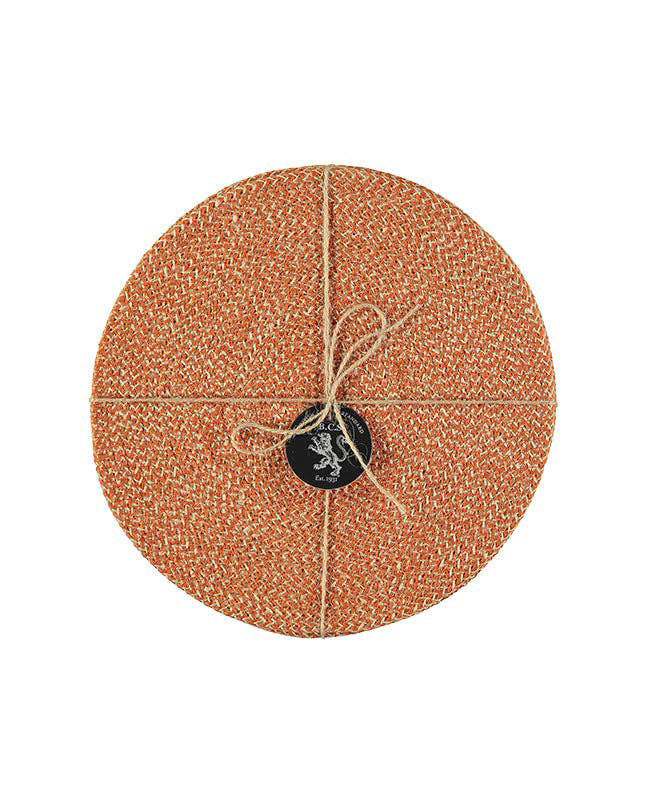 Jute Placemats | Tangerine & Natural, Set of 4