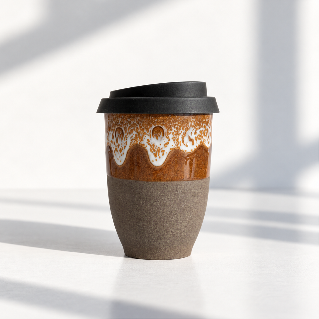 Glaze reusable ceramic coffee cup, 8oz, in Naples