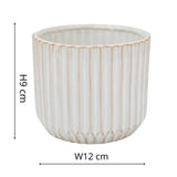 Ivyline Willow Planter | Ivory Ribbed Ceramic Plant Pot, H10.5cm D12cm