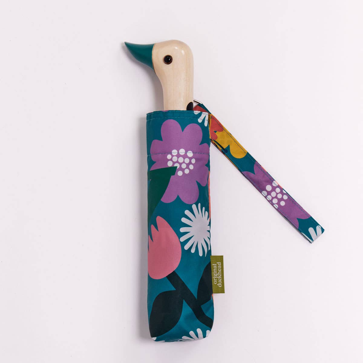 Bloom blue flower print umbrella by Original Duckhead, further view