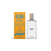 50ml bottle of Blomb No. 23 Eau de Parfum with a silver cap, alongside its orange packaging that has branding and product information.