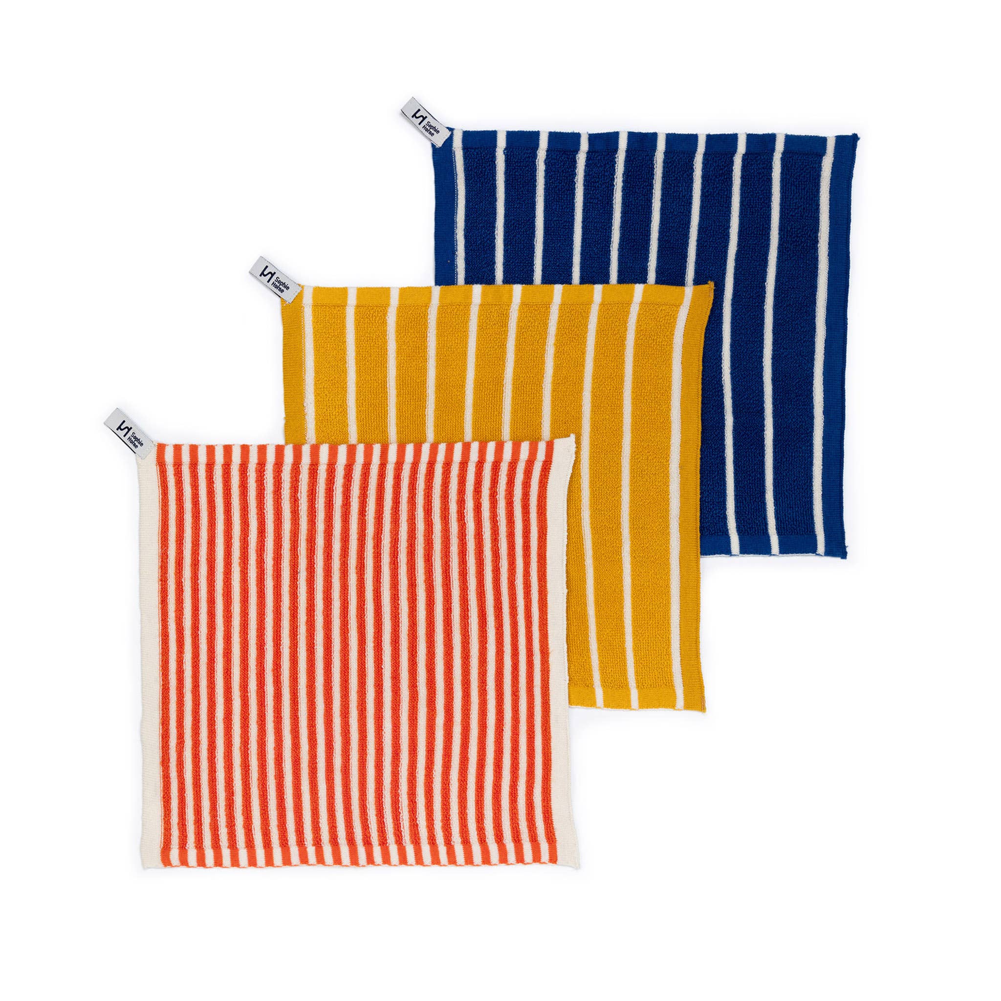 Eco-Friendly Washcloths |Striped Orange, Blue, Yellow