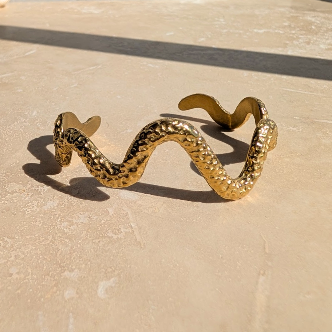 Everyday Gold Dimple Wave Bangle by Little Nell