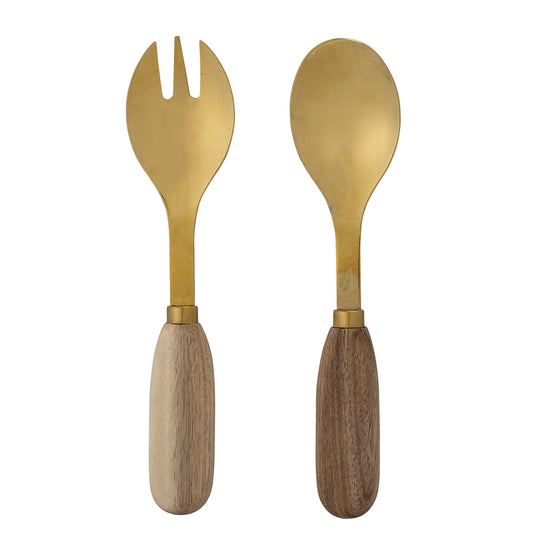 Thina Salad Servers in Acacia Wood