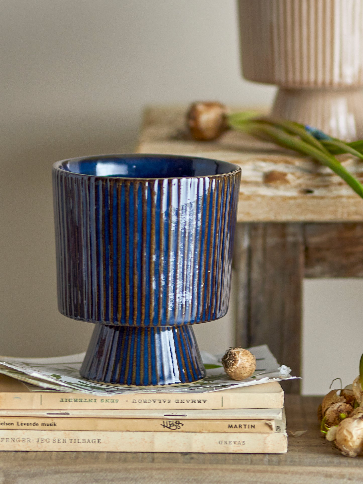 Ayleen Plant Pot | Blue Stoneware Ø12cm