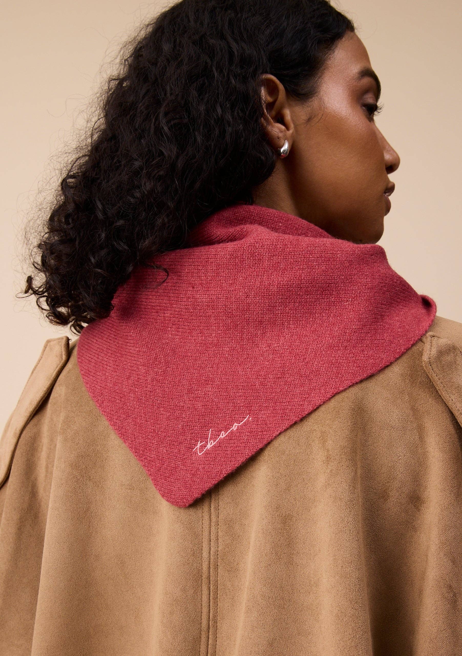 Merino Wool Triangle Scarf in Rust