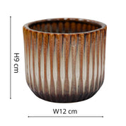 Ivyline Willow Planter | Ivory Ribbed Ceramic Plant Pot, H10.5cm D12cm