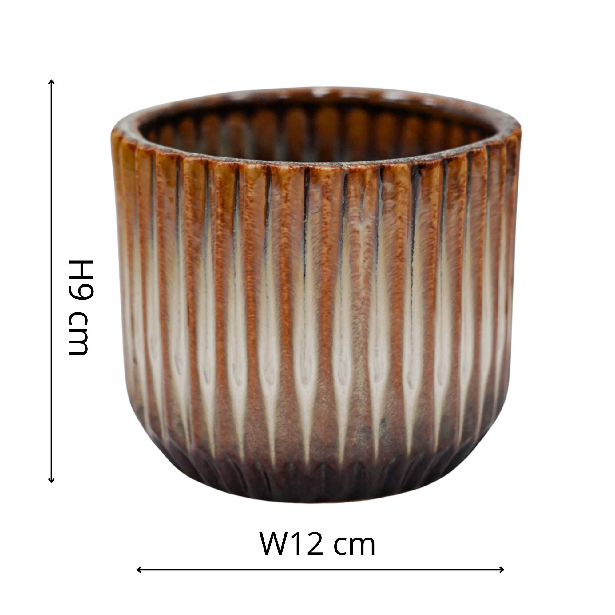 Ivyline Willow Planter | Ivory Ribbed Ceramic Plant Pot, H10.5cm D12cm