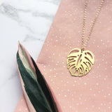 Monstera Leaf Necklace | Gold